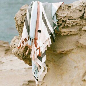 Slowtide Zoey Turkish Beach Towel Striped Coastal Vacation 100% Cotton 34x60